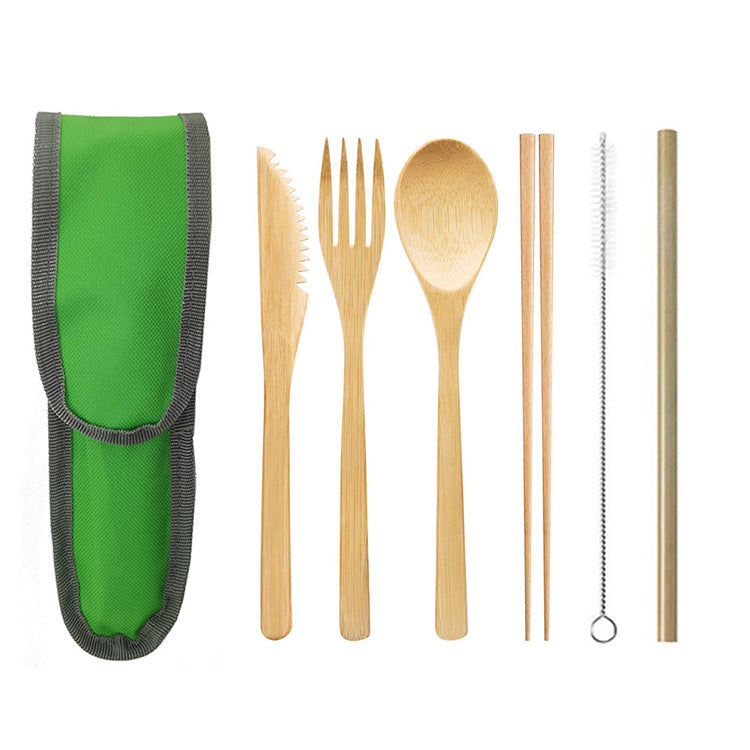 6-Piece Reusable Bamboo Utensils Set with Flip-Top Travel Case – Knife, Fork, Spoon, Chopsticks, Straw & Brush | EXW Prices