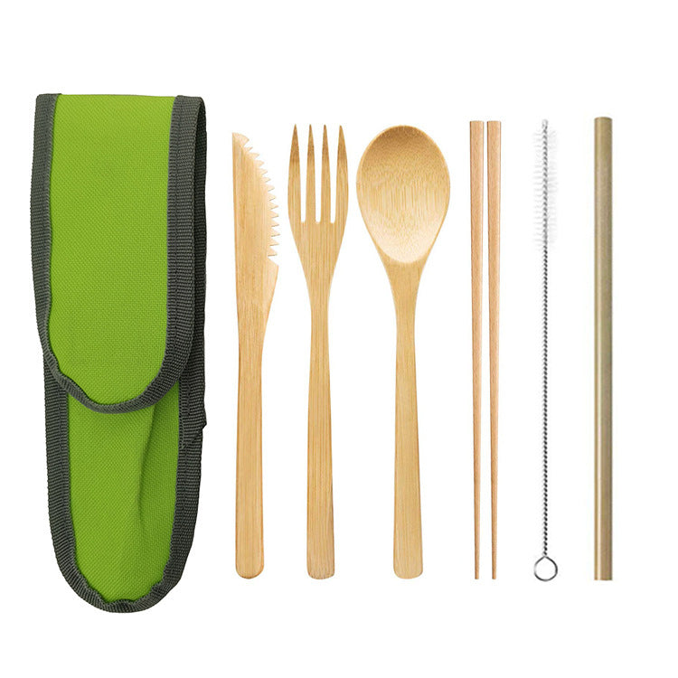 6-Piece Reusable Bamboo Utensils Set with Flip-Top Travel Case – Knife, Fork, Spoon, Chopsticks, Straw & Brush | EXW Prices