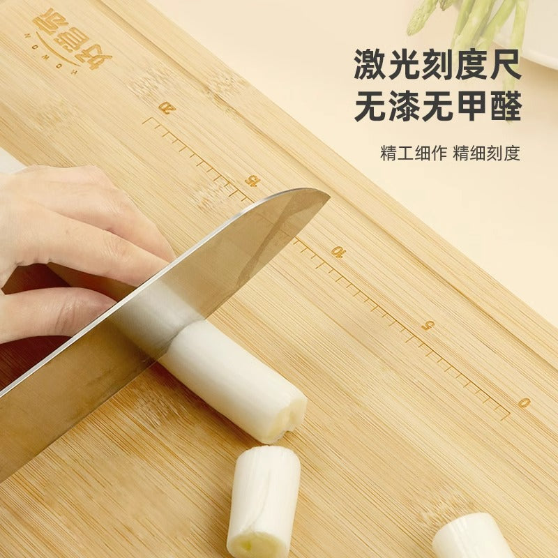Bamboo chopping board, cutting board, household chopping board with scale board, kitchen chopping board, solid wood chopping board, knife board, bamboo fruit board
