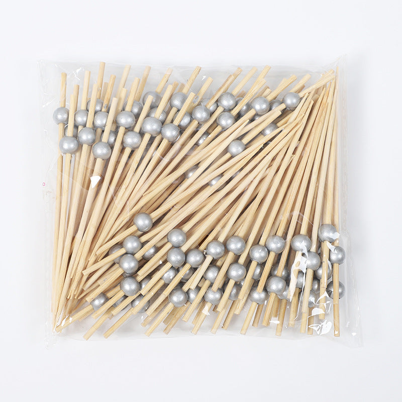 12cm Wooden Bead Bamboo Picks – Green / Pink / Yellow / Orange / Blue / Red / Mixed | 100pcs/Pack | Wholesale EXW Prices