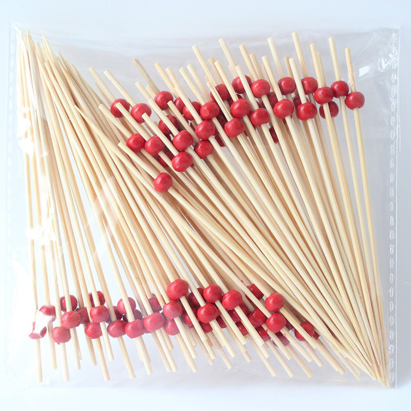 12cm Wooden Bead Bamboo Picks – Green / Pink / Yellow / Orange / Blue / Red / Mixed | 100pcs/Pack | Wholesale EXW Prices