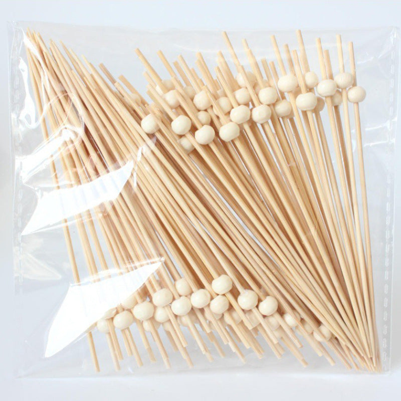 12cm Wooden Bead Bamboo Picks – Green / Pink / Yellow / Orange / Blue / Red / Mixed | 100pcs/Pack | Wholesale EXW Prices