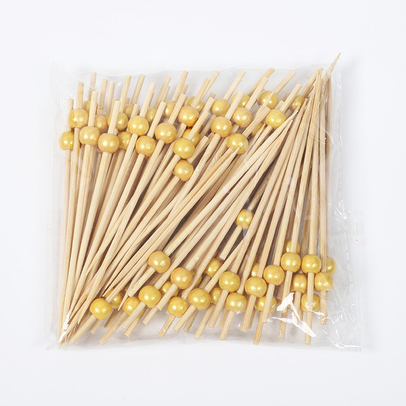 12cm Wooden Bead Bamboo Picks – Green / Pink / Yellow / Orange / Blue / Red / Mixed | 100pcs/Pack | Wholesale EXW Prices