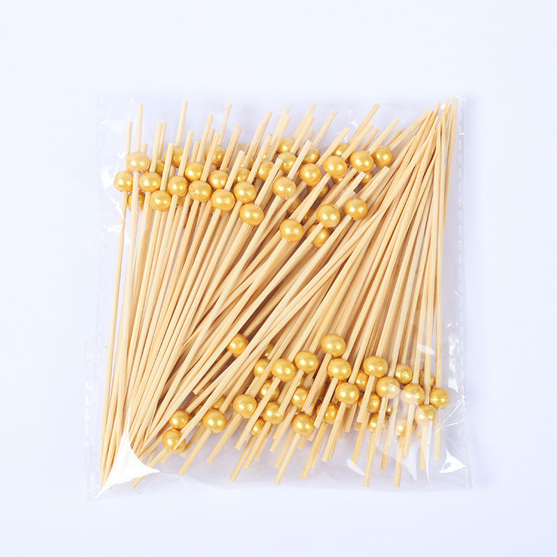12cm Wooden Bead Bamboo Picks – Green / Pink / Yellow / Orange / Blue / Red / Mixed | 100pcs/Pack | Wholesale EXW Prices