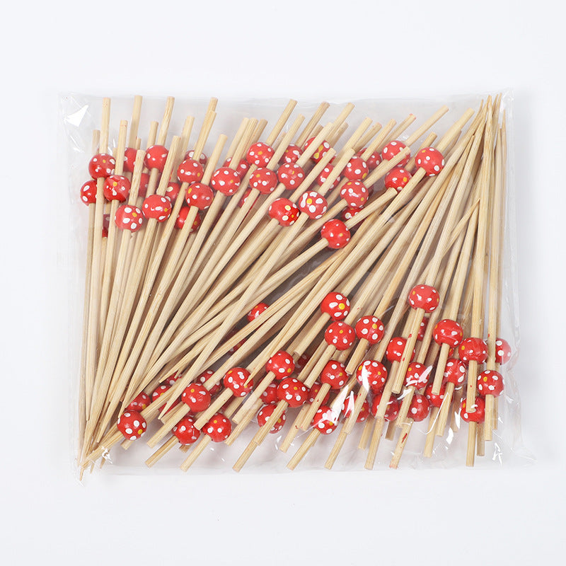 12cm Wooden Bead Bamboo Picks – Green / Pink / Yellow / Orange / Blue / Red / Mixed | 100pcs/Pack | Wholesale EXW Prices