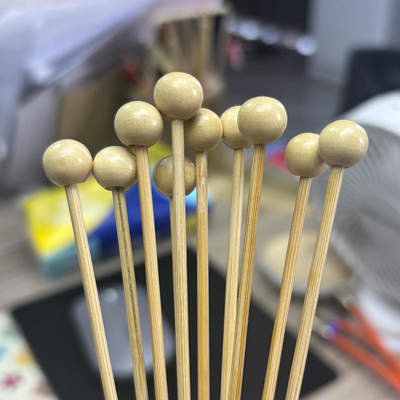 12cm Wooden Bead Bamboo Picks – Green / Pink / Yellow / Orange / Blue / Red / Mixed | 100pcs/Pack | Wholesale EXW Prices