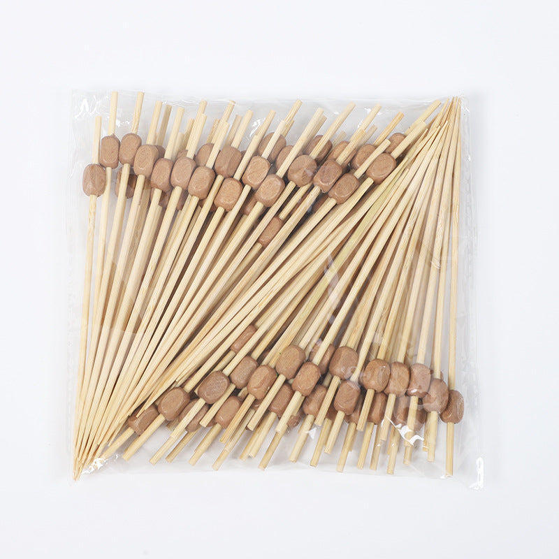 12cm Wooden Bead Bamboo Picks – Green / Pink / Yellow / Orange / Blue / Red / Mixed | 100pcs/Pack | Wholesale EXW Prices