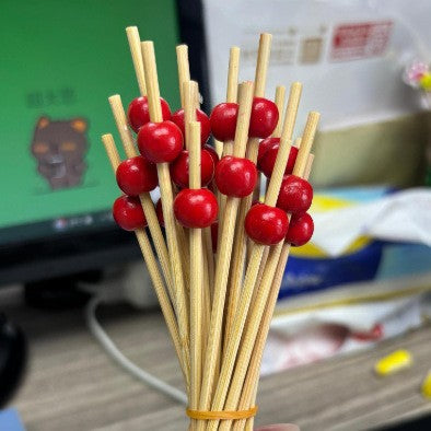 12cm Wooden Bead Bamboo Picks – Green / Pink / Yellow / Orange / Blue / Red / Mixed | 100pcs/Pack | Wholesale EXW Prices